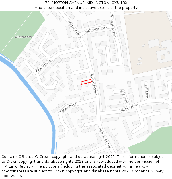 72, MORTON AVENUE, KIDLINGTON, OX5 1BX: Location map and indicative extent of plot