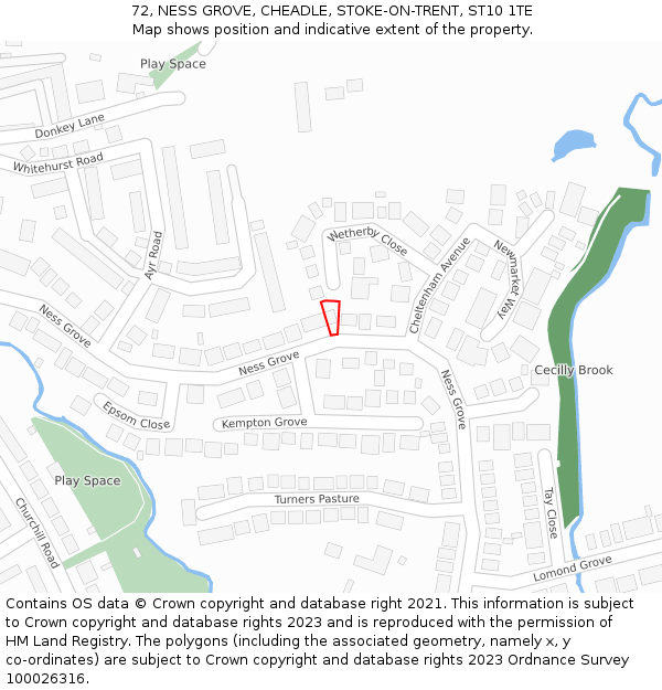 72, NESS GROVE, CHEADLE, STOKE-ON-TRENT, ST10 1TE: Location map and indicative extent of plot