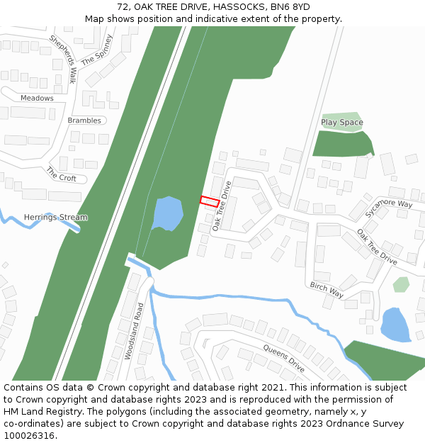 72, OAK TREE DRIVE, HASSOCKS, BN6 8YD: Location map and indicative extent of plot