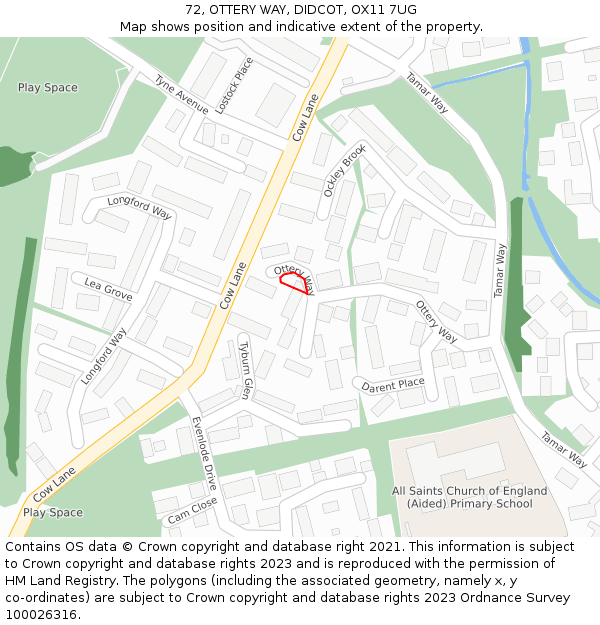 72, OTTERY WAY, DIDCOT, OX11 7UG: Location map and indicative extent of plot
