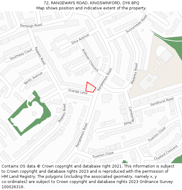 72, RANGEWAYS ROAD, KINGSWINFORD, DY6 8PQ: Location map and indicative extent of plot