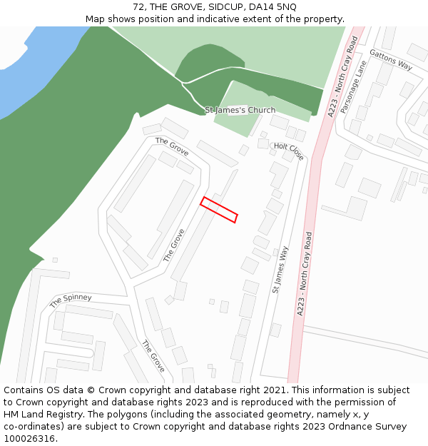 72, THE GROVE, SIDCUP, DA14 5NQ: Location map and indicative extent of plot