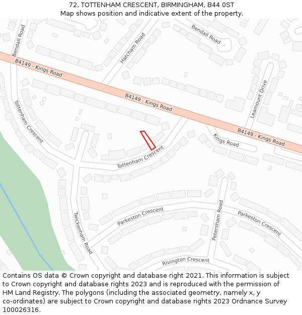 72, TOTTENHAM CRESCENT, BIRMINGHAM, B44 0ST: Location map and indicative extent of plot