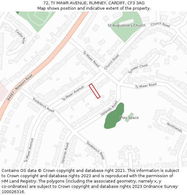 72, TY MAWR AVENUE, RUMNEY, CARDIFF, CF3 3AG: Location map and indicative extent of plot