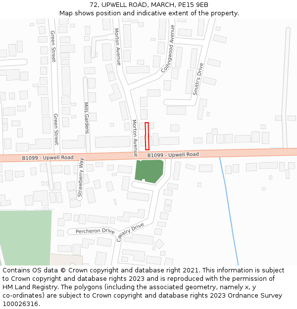 72, UPWELL ROAD, MARCH, PE15 9EB: Location map and indicative extent of plot