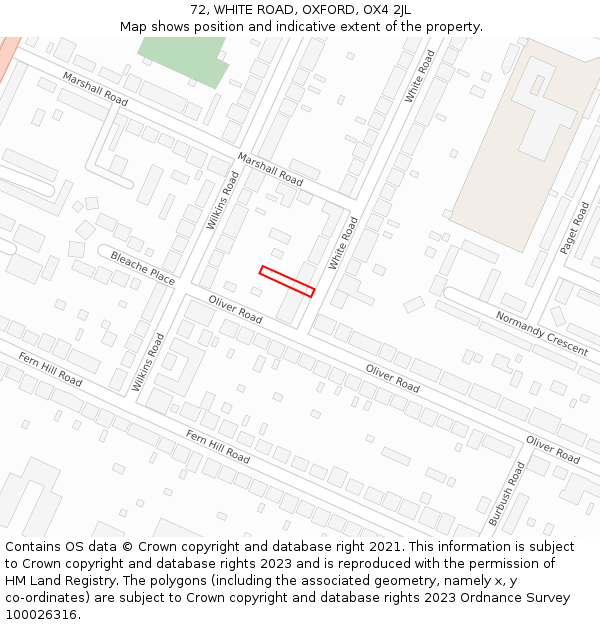 72, WHITE ROAD, OXFORD, OX4 2JL: Location map and indicative extent of plot