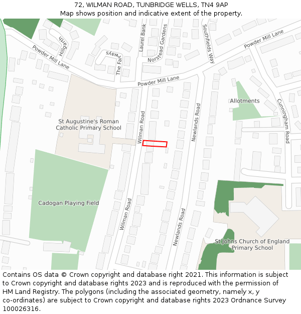 72, WILMAN ROAD, TUNBRIDGE WELLS, TN4 9AP: Location map and indicative extent of plot