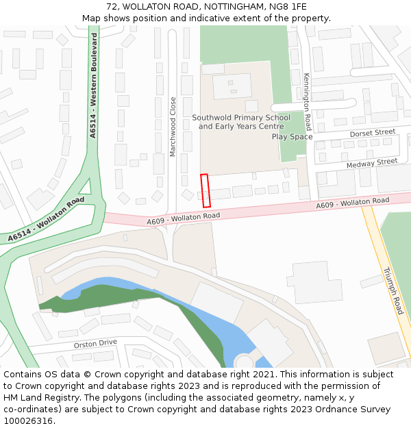 72, WOLLATON ROAD, NOTTINGHAM, NG8 1FE: Location map and indicative extent of plot