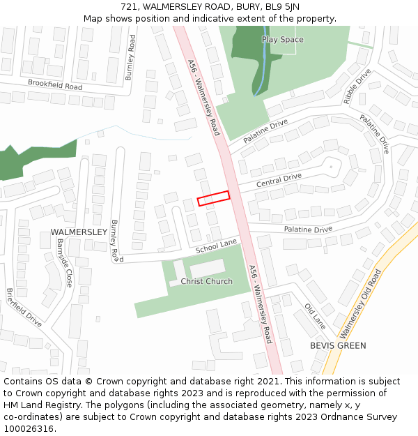 721, WALMERSLEY ROAD, BURY, BL9 5JN: Location map and indicative extent of plot