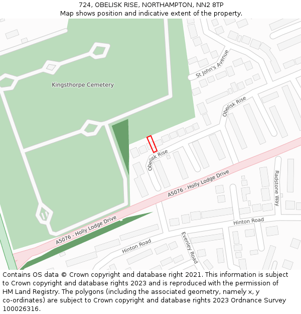 724, OBELISK RISE, NORTHAMPTON, NN2 8TP: Location map and indicative extent of plot