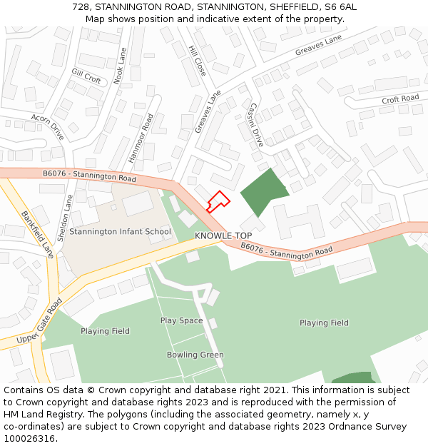 728, STANNINGTON ROAD, STANNINGTON, SHEFFIELD, S6 6AL: Location map and indicative extent of plot