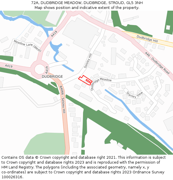 72A, DUDBRIDGE MEADOW, DUDBRIDGE, STROUD, GL5 3NH: Location map and indicative extent of plot