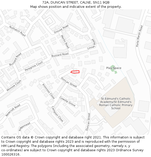 72A, DUNCAN STREET, CALNE, SN11 9QB: Location map and indicative extent of plot