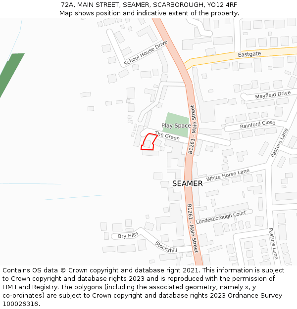 72A, MAIN STREET, SEAMER, SCARBOROUGH, YO12 4RF: Location map and indicative extent of plot