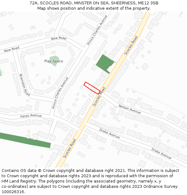 72A, SCOCLES ROAD, MINSTER ON SEA, SHEERNESS, ME12 3SB: Location map and indicative extent of plot
