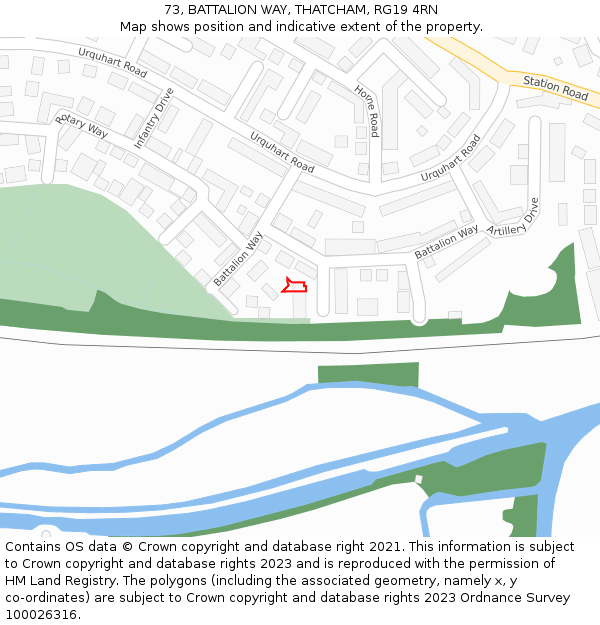 73, BATTALION WAY, THATCHAM, RG19 4RN: Location map and indicative extent of plot