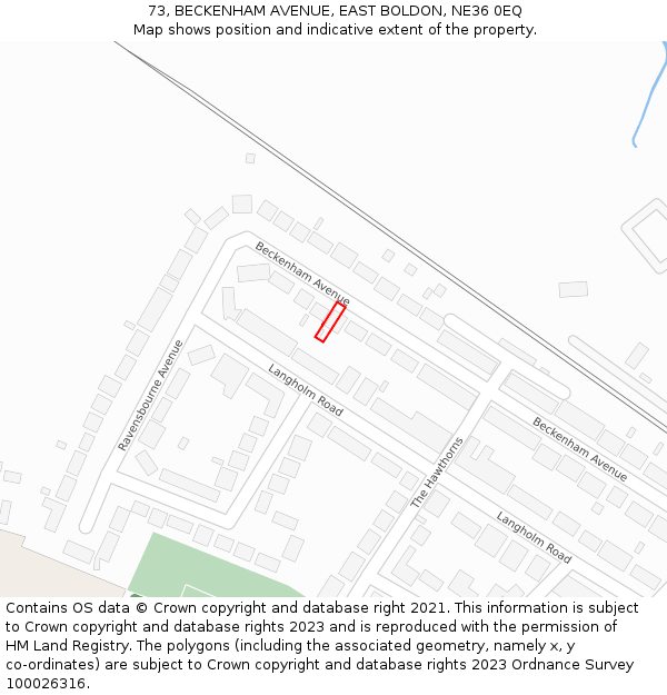 73, BECKENHAM AVENUE, EAST BOLDON, NE36 0EQ: Location map and indicative extent of plot