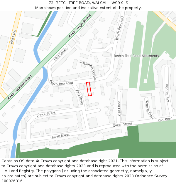 73, BEECHTREE ROAD, WALSALL, WS9 9LS: Location map and indicative extent of plot