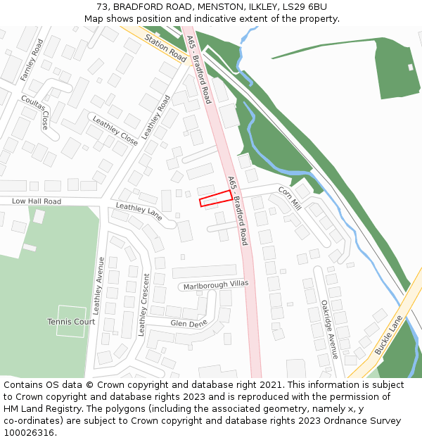 73, BRADFORD ROAD, MENSTON, ILKLEY, LS29 6BU: Location map and indicative extent of plot