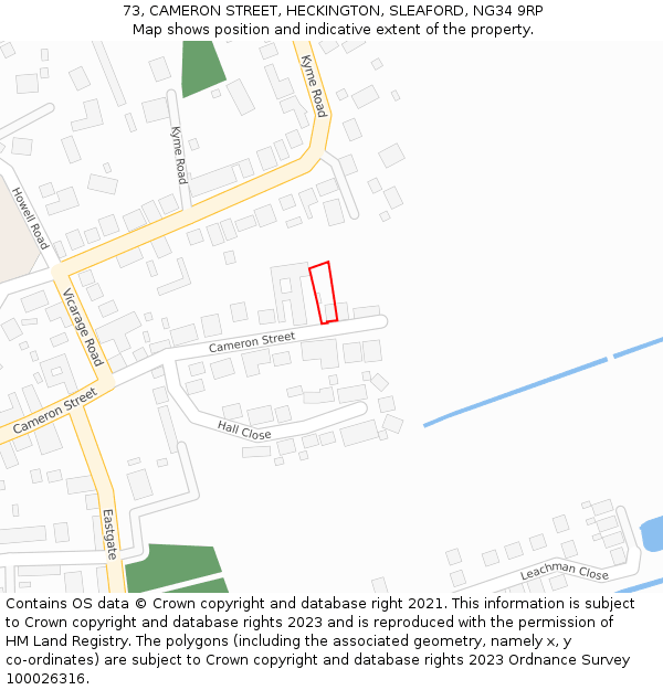 73, CAMERON STREET, HECKINGTON, SLEAFORD, NG34 9RP: Location map and indicative extent of plot