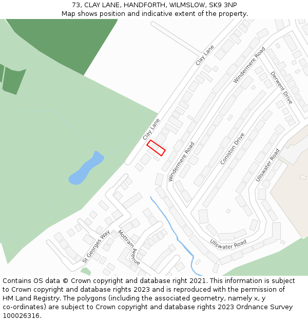 73, CLAY LANE, HANDFORTH, WILMSLOW, SK9 3NP: Location map and indicative extent of plot