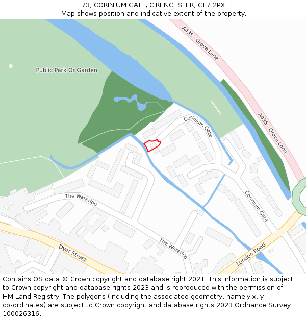 73, CORINIUM GATE, CIRENCESTER, GL7 2PX: Location map and indicative extent of plot