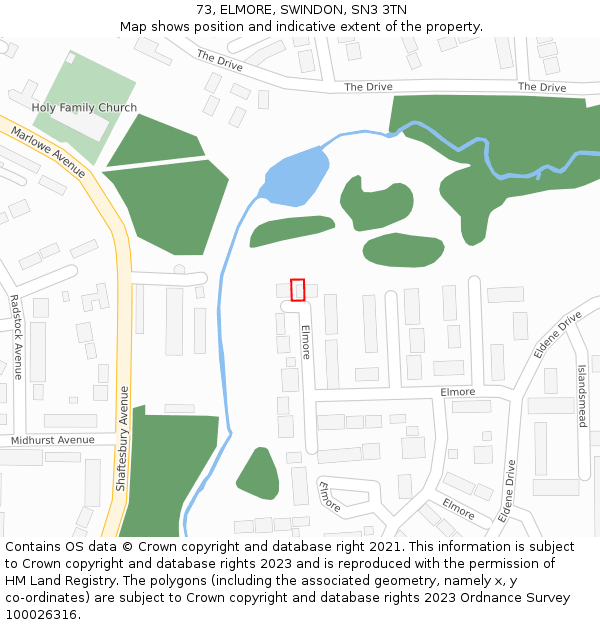 73, ELMORE, SWINDON, SN3 3TN: Location map and indicative extent of plot