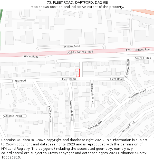 73, FLEET ROAD, DARTFORD, DA2 6JE: Location map and indicative extent of plot