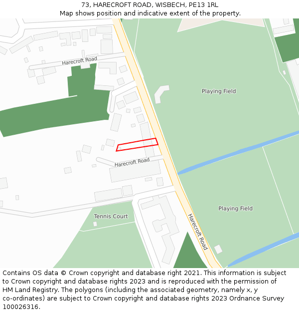 73, HARECROFT ROAD, WISBECH, PE13 1RL: Location map and indicative extent of plot