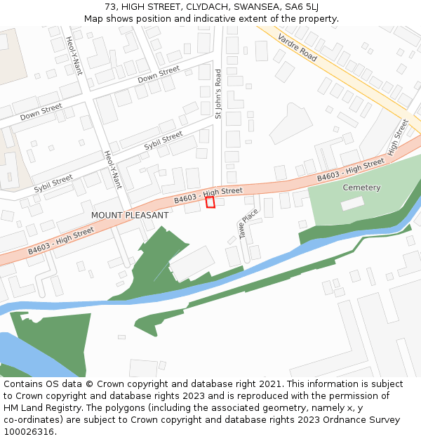 73, HIGH STREET, CLYDACH, SWANSEA, SA6 5LJ: Location map and indicative extent of plot