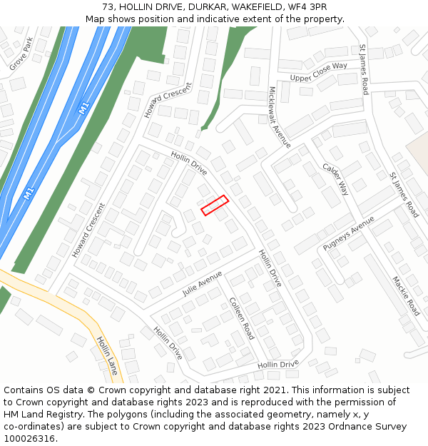 73, HOLLIN DRIVE, DURKAR, WAKEFIELD, WF4 3PR: Location map and indicative extent of plot