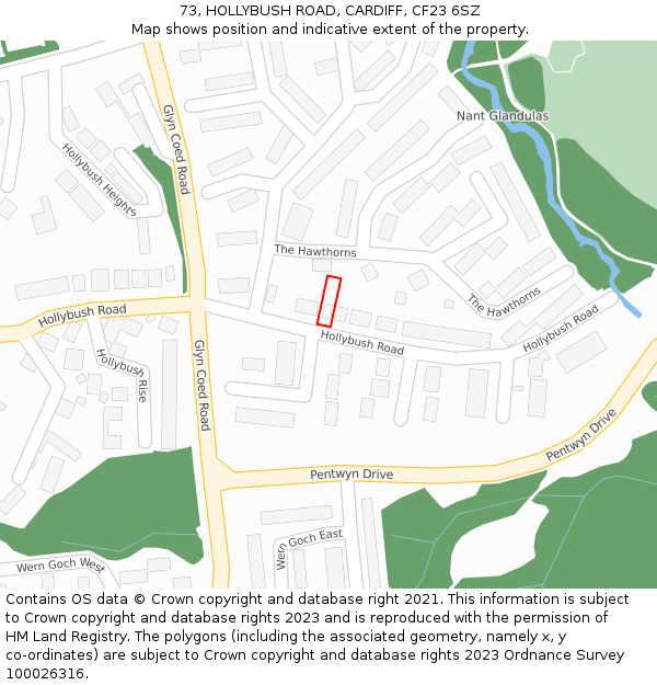 73, HOLLYBUSH ROAD, CARDIFF, CF23 6SZ: Location map and indicative extent of plot