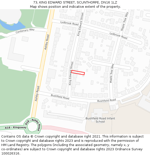 73, KING EDWARD STREET, SCUNTHORPE, DN16 1LZ: Location map and indicative extent of plot