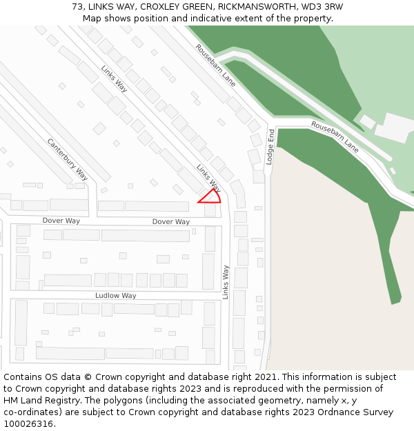 73, LINKS WAY, CROXLEY GREEN, RICKMANSWORTH, WD3 3RW: Location map and indicative extent of plot