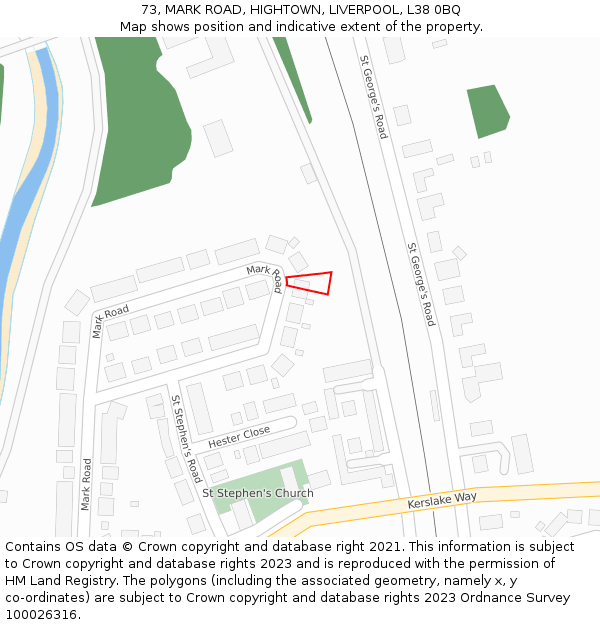 73, MARK ROAD, HIGHTOWN, LIVERPOOL, L38 0BQ: Location map and indicative extent of plot