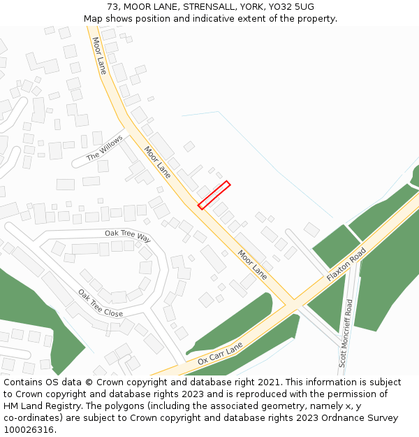 73, MOOR LANE, STRENSALL, YORK, YO32 5UG: Location map and indicative extent of plot