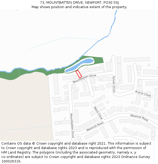 73, MOUNTBATTEN DRIVE, NEWPORT, PO30 5SJ: Location map and indicative extent of plot