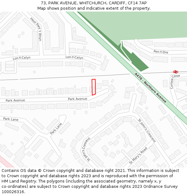 73, PARK AVENUE, WHITCHURCH, CARDIFF, CF14 7AP: Location map and indicative extent of plot