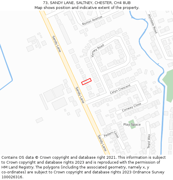 73, SANDY LANE, SALTNEY, CHESTER, CH4 8UB: Location map and indicative extent of plot