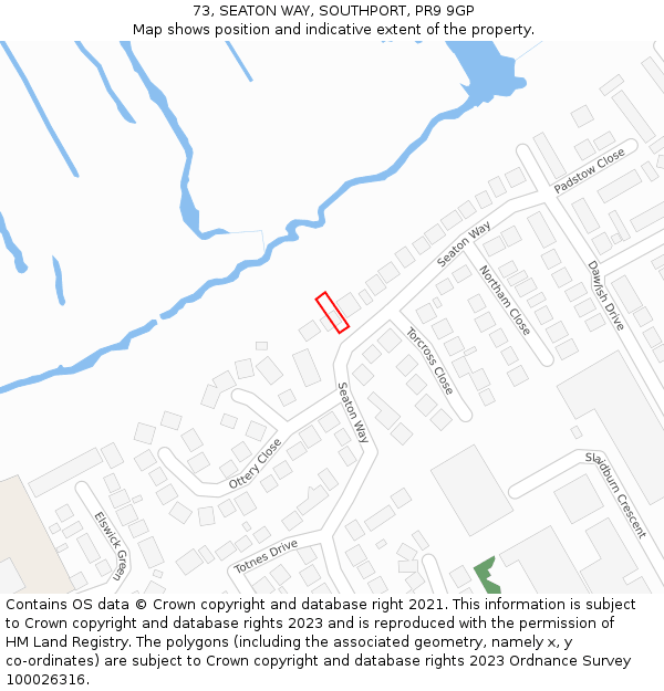 73, SEATON WAY, SOUTHPORT, PR9 9GP: Location map and indicative extent of plot