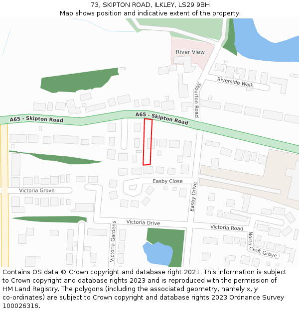 73, SKIPTON ROAD, ILKLEY, LS29 9BH: Location map and indicative extent of plot