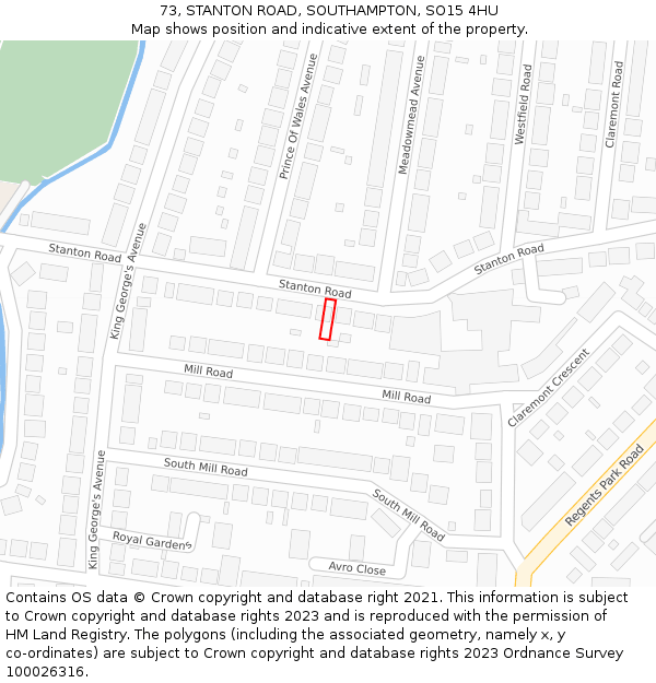 73, STANTON ROAD, SOUTHAMPTON, SO15 4HU: Location map and indicative extent of plot