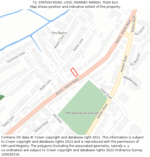 73, STATION ROAD, LYDD, ROMNEY MARSH, TN29 9LH: Location map and indicative extent of plot