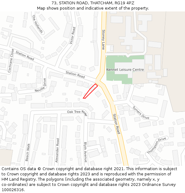 73, STATION ROAD, THATCHAM, RG19 4PZ: Location map and indicative extent of plot