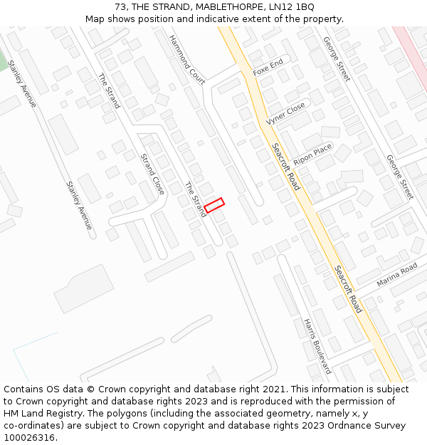 73, THE STRAND, MABLETHORPE, LN12 1BQ: Location map and indicative extent of plot