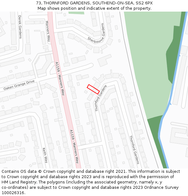 73, THORNFORD GARDENS, SOUTHEND-ON-SEA, SS2 6PX: Location map and indicative extent of plot