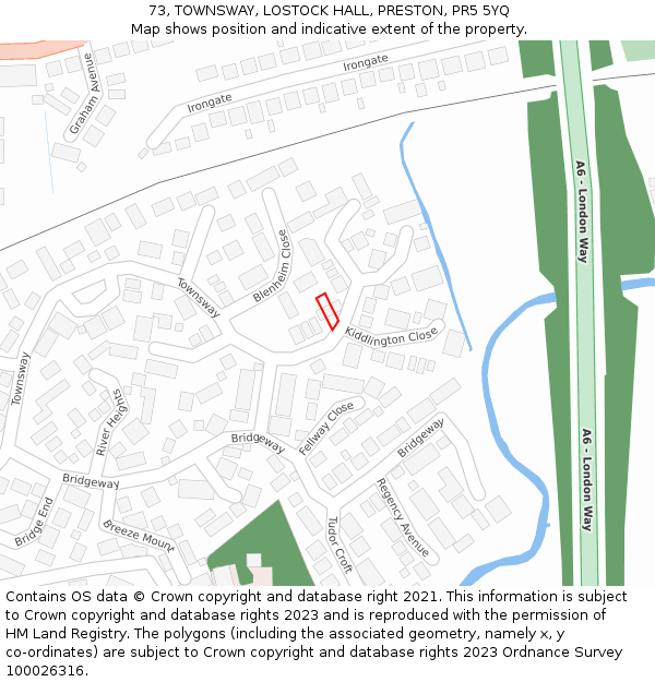 73, TOWNSWAY, LOSTOCK HALL, PRESTON, PR5 5YQ: Location map and indicative extent of plot