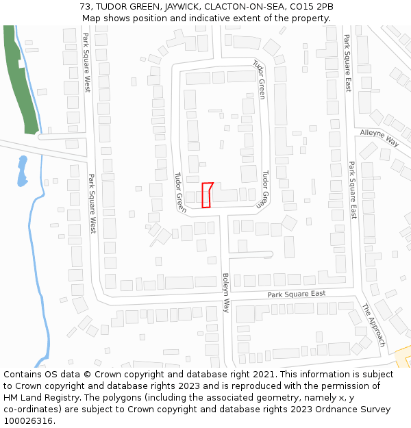 73, TUDOR GREEN, JAYWICK, CLACTON-ON-SEA, CO15 2PB: Location map and indicative extent of plot