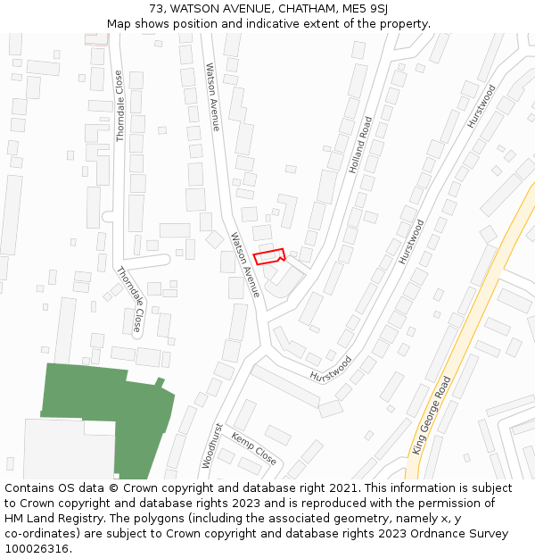 73, WATSON AVENUE, CHATHAM, ME5 9SJ: Location map and indicative extent of plot