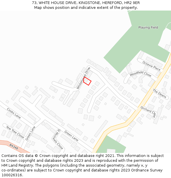 73, WHITE HOUSE DRIVE, KINGSTONE, HEREFORD, HR2 9ER: Location map and indicative extent of plot